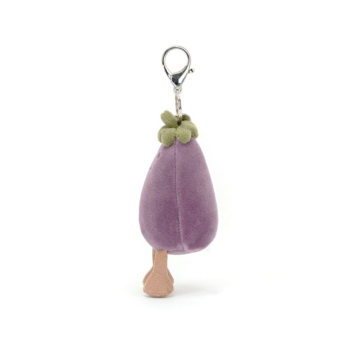 Plush eggplant keychain on a white background