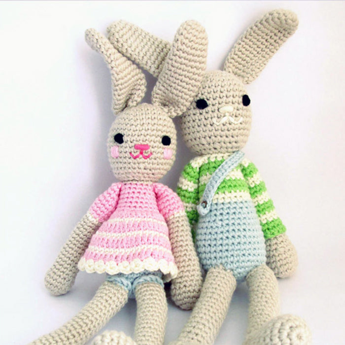 Attic Textiles Organic Hand Crochet Boy Bunny Rabbit (Green)