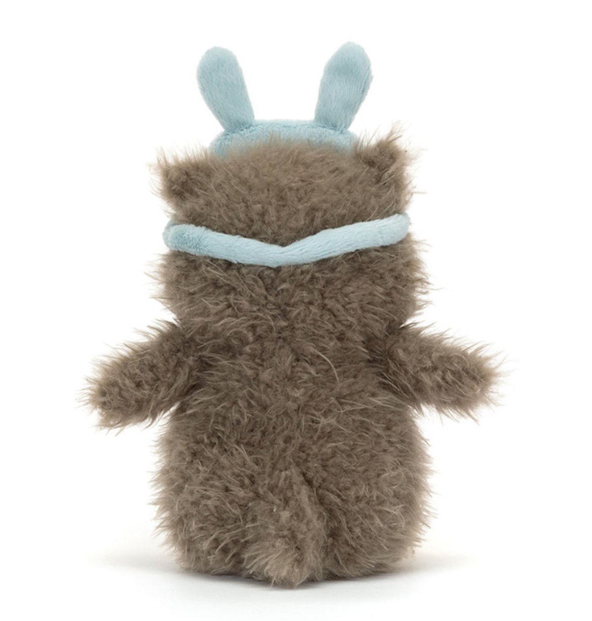 Owl soft toy with bluw sleep mask on