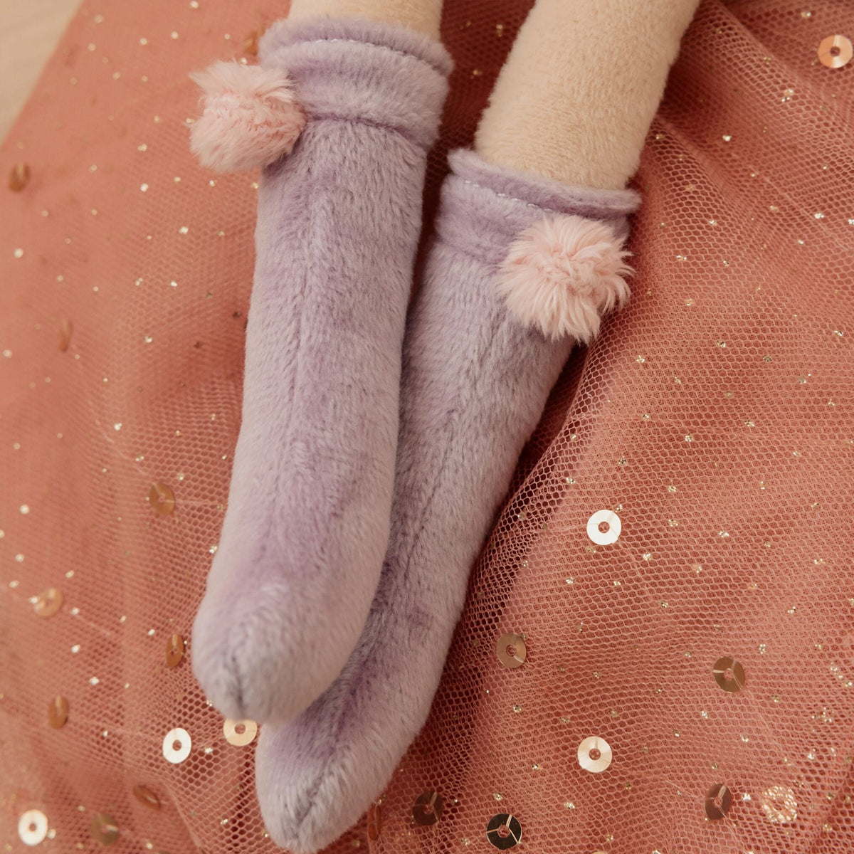 Little Dutch Cuddle Doll Ava close up of pompom boots detail