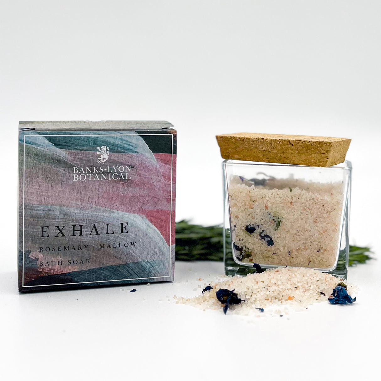 Banks Lyon Botanical Exhale bath soak with packaging on a white background