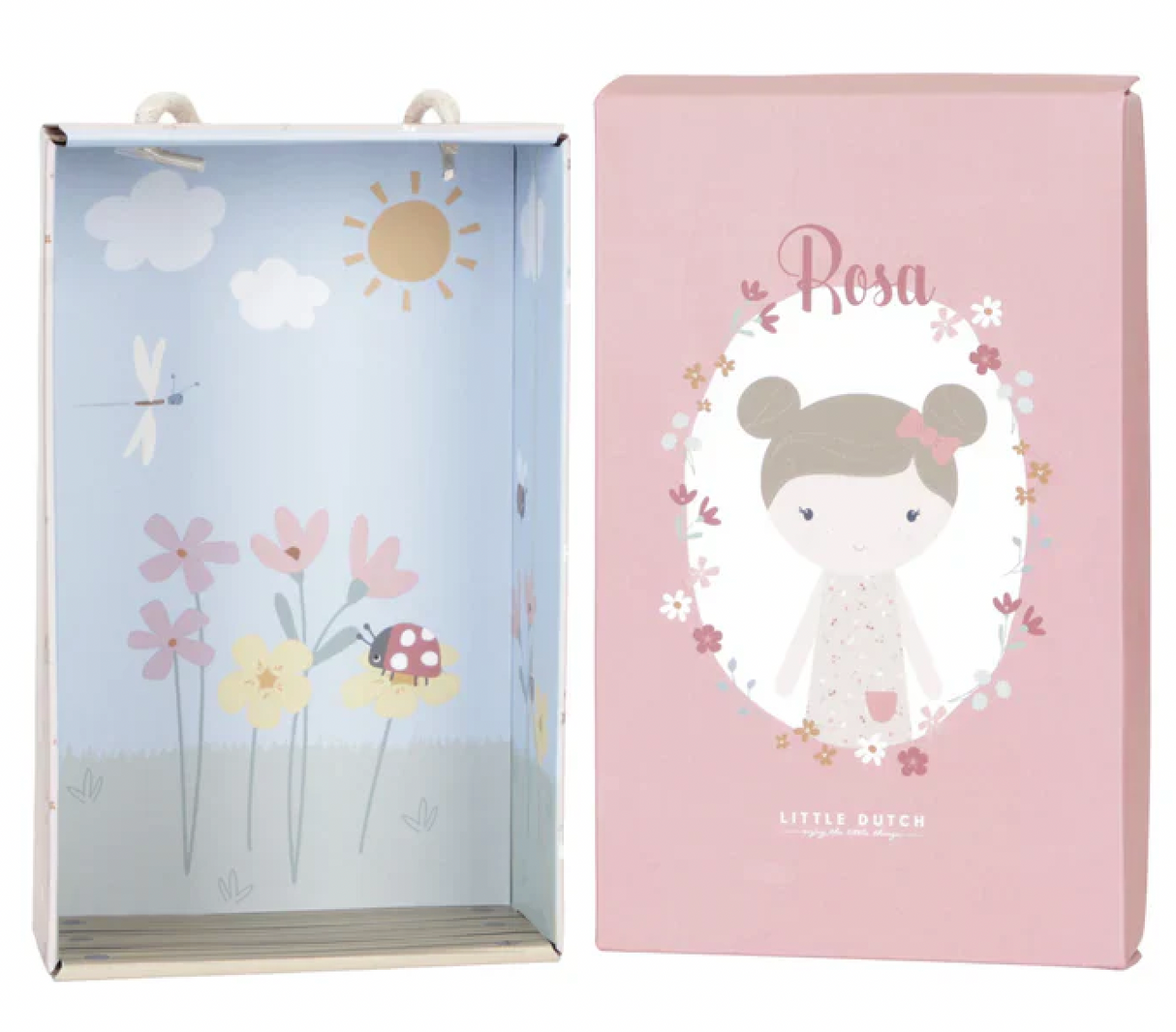 little Dutch Rosa Cuddle Doll illustrated flowers gift box packaging