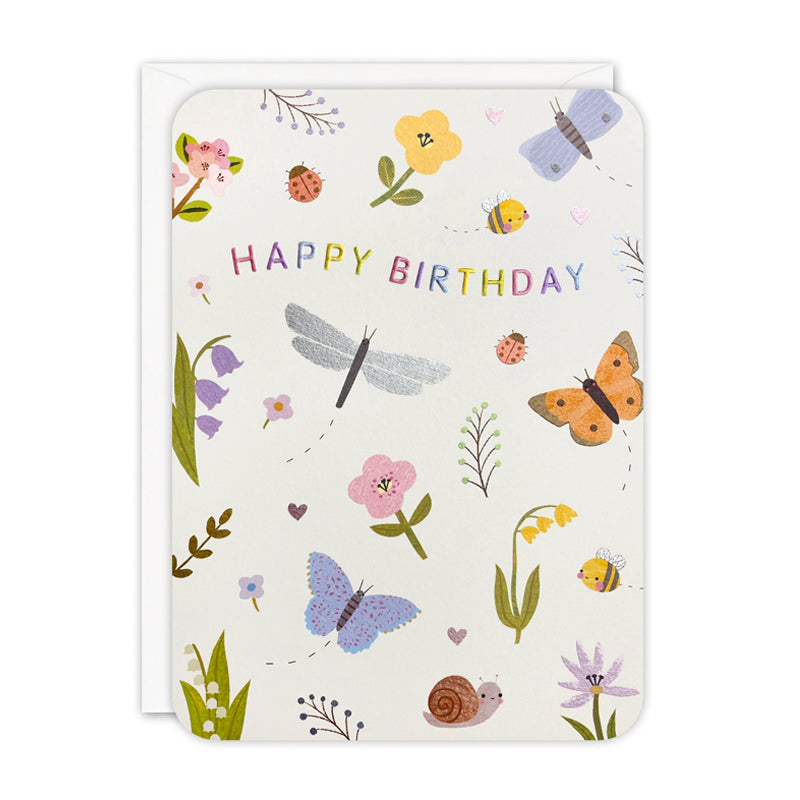 Butterflies and Flowers Birthday Card