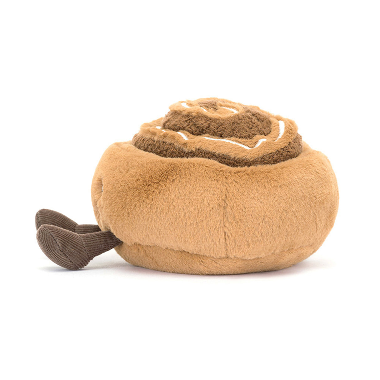 Plush cinnamon roll toy on a white background