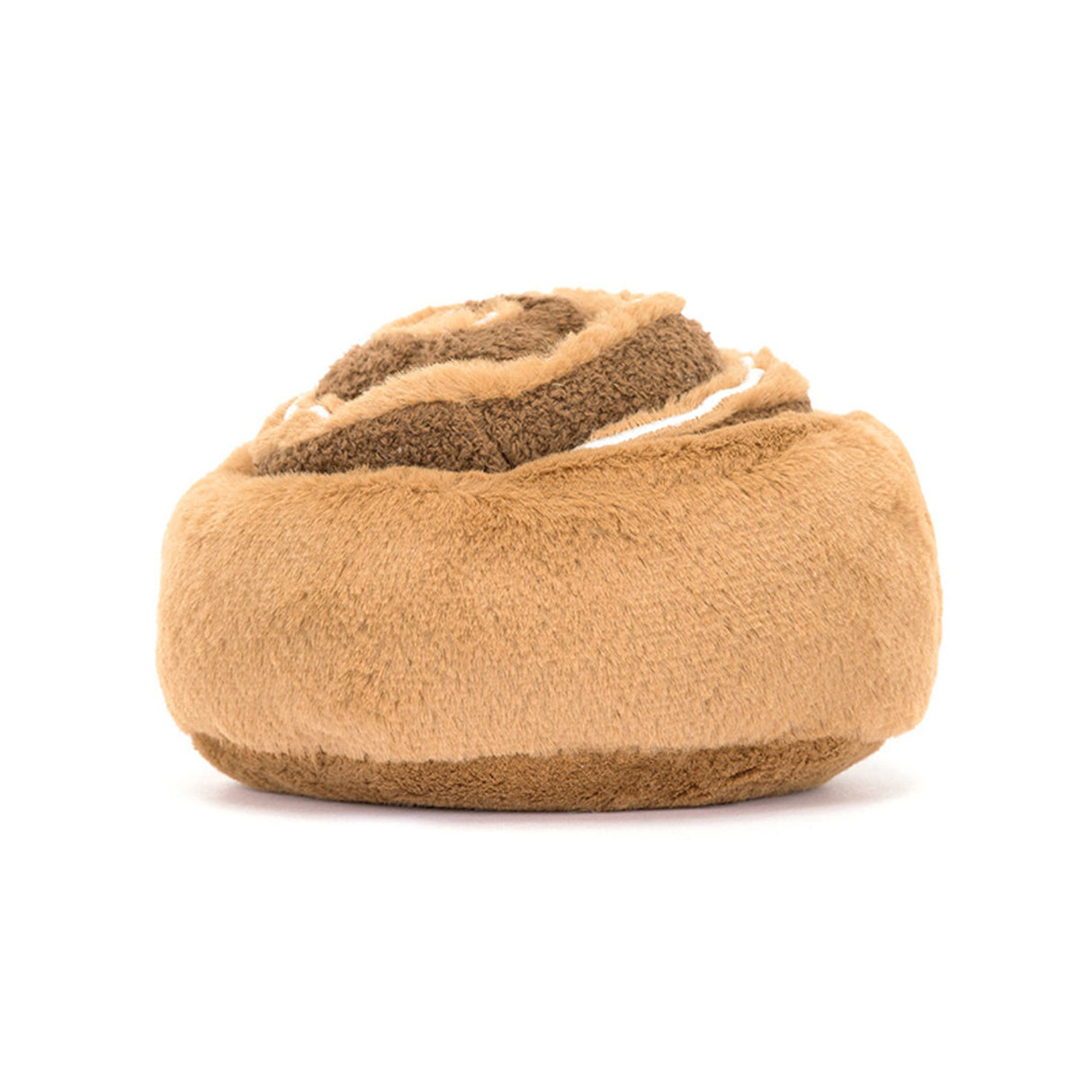 Plush cinnamon roll toy on a white background