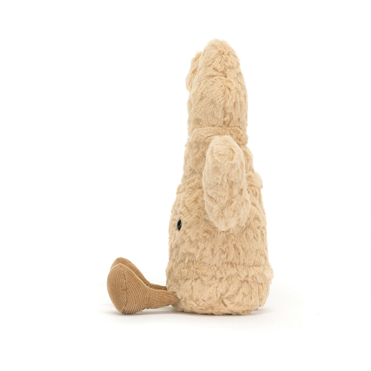 Plush toy shaped like a ginger root on a white background