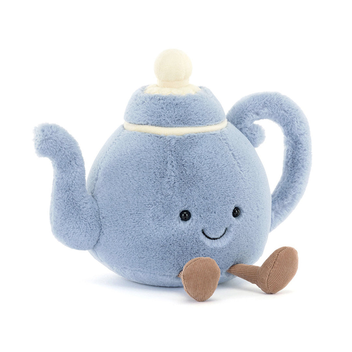 Jellycat Amuseable plush toy teapot with a smiling face on a white background