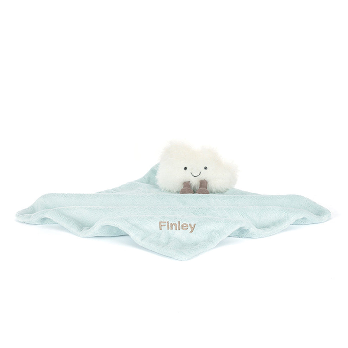 Jellycat Baby comfort blanket with cloud-shaped plush toy personalised name on a white background