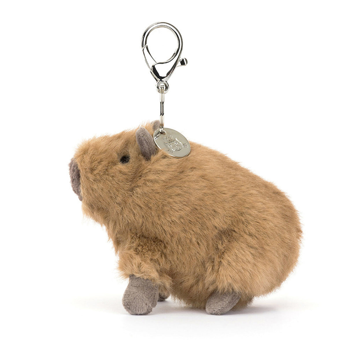 Plush capybara keychain on a white background
