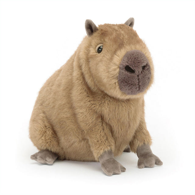 Plush toy capybara on a white background