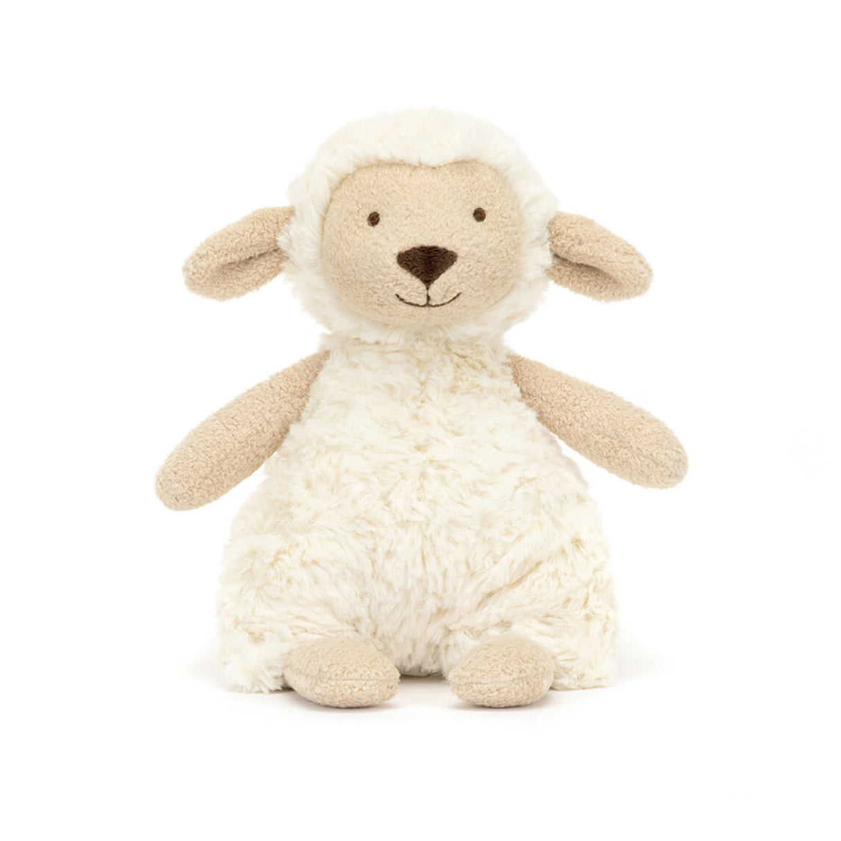 Stuffed toy sheep on a white background