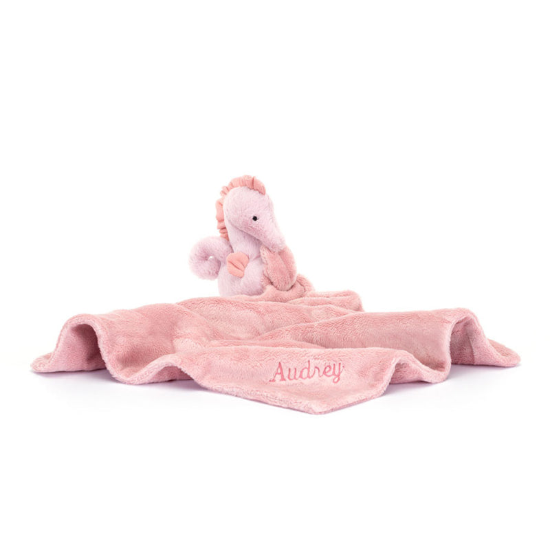 Jellycat Soft Seahorse Personalised Baby Comfort Soother Blanket