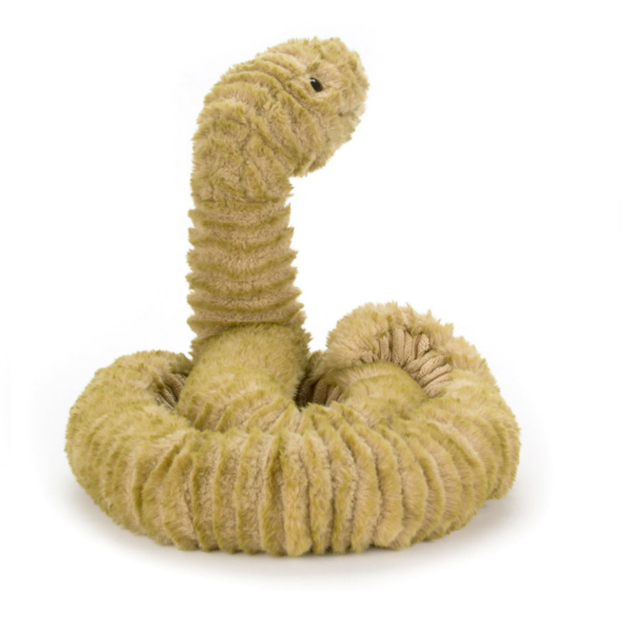 Plush toy worm on a white background