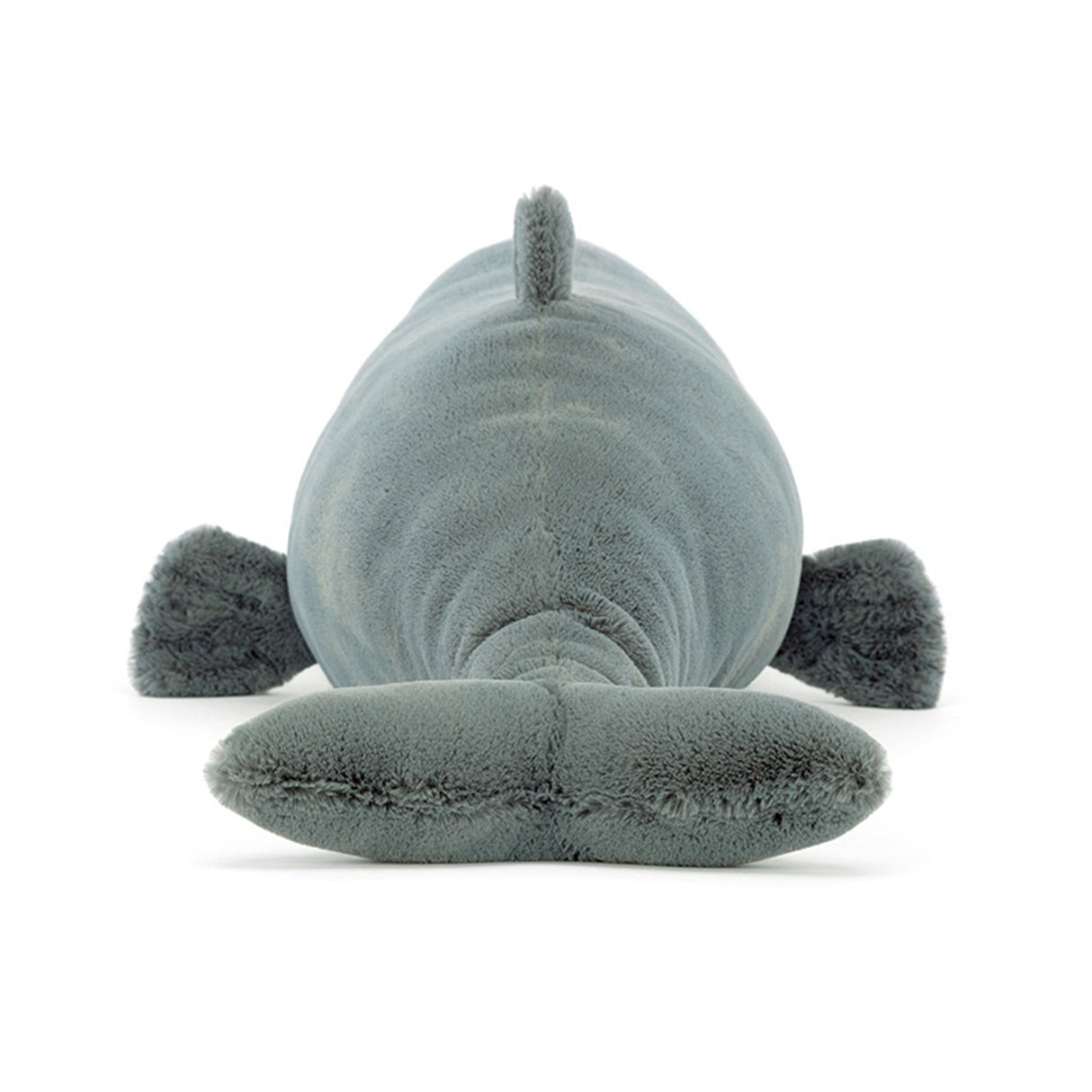 Jellycat Gray plush whale toy on a white background