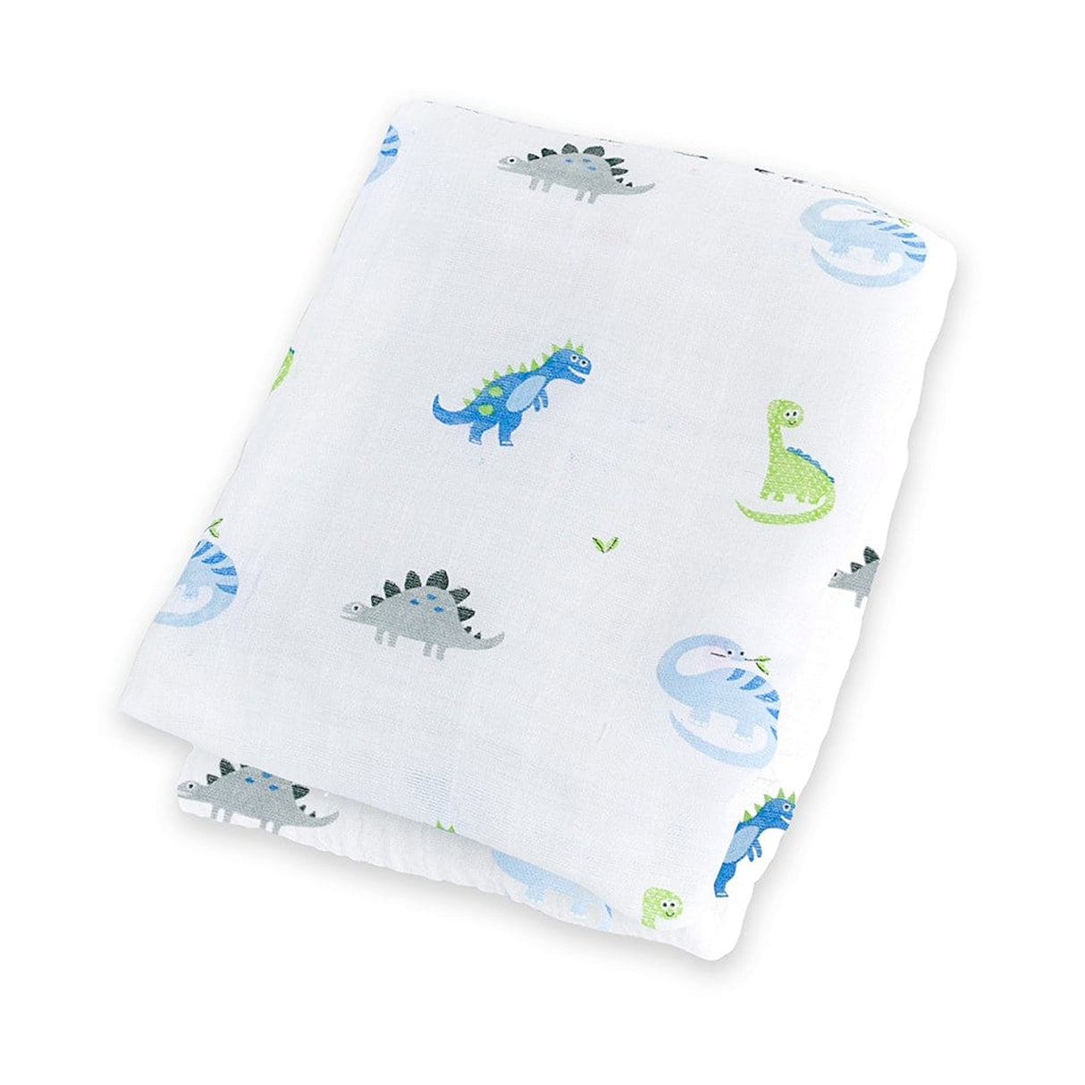 Lulujo 100% cotton swaddle blanket packaging with dinosaur design