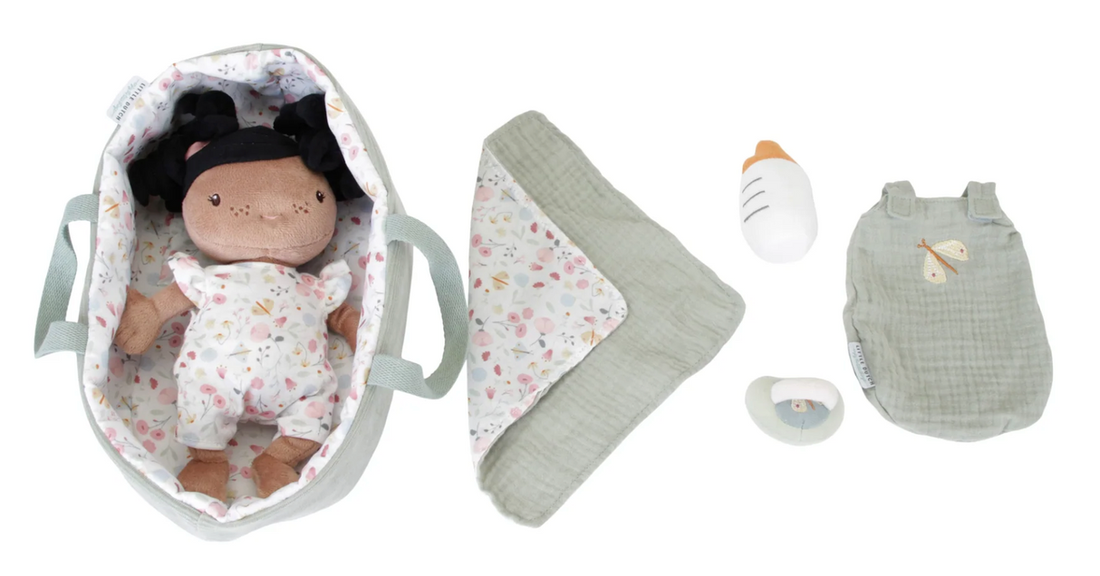 Baby Doll Evi with Carry Basket, Blanket and Bottle - Personalised