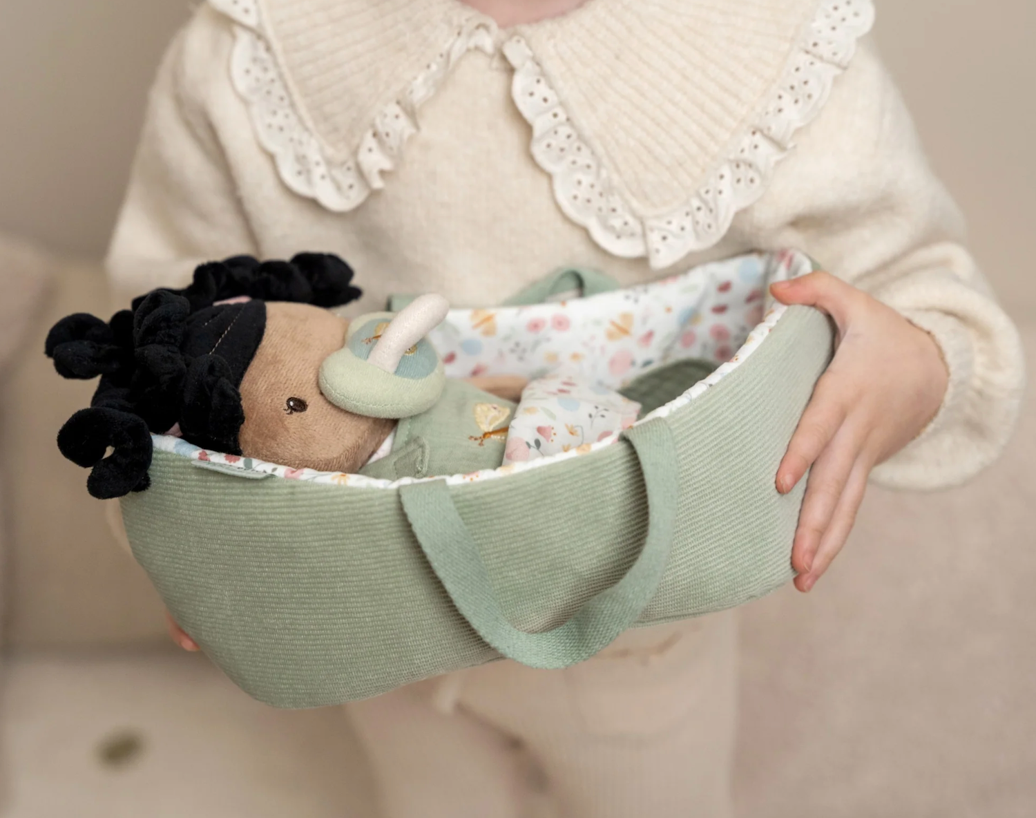 Baby Doll Evi with Carry Basket, Blanket and Bottle - Personalised