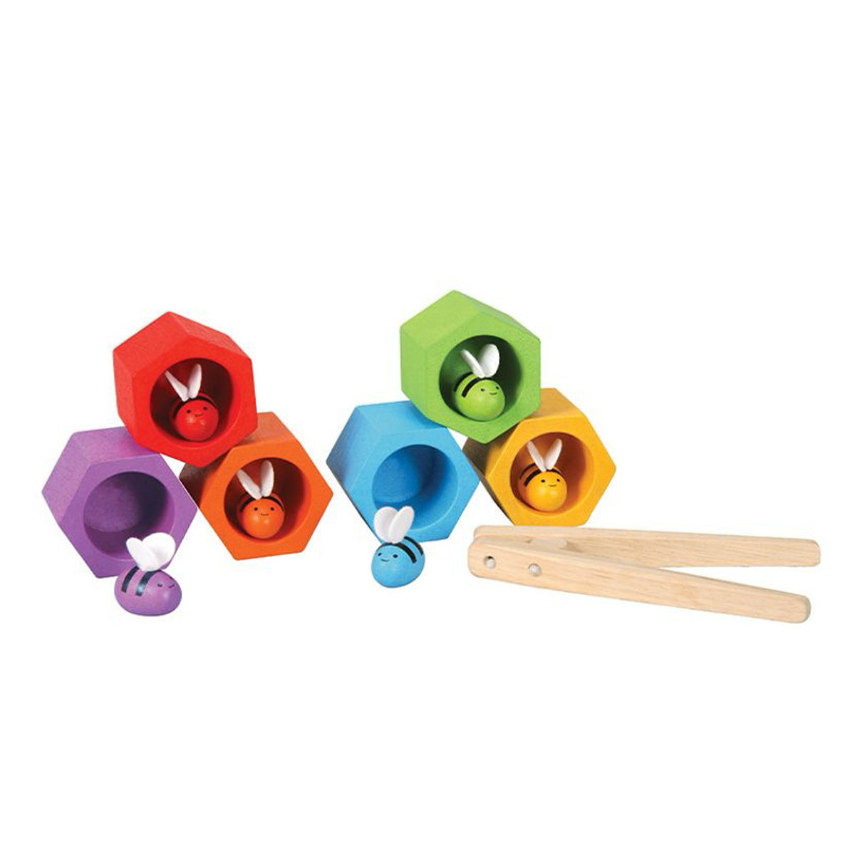 Colour matching bees and hive childrens wooden eco friendly toy