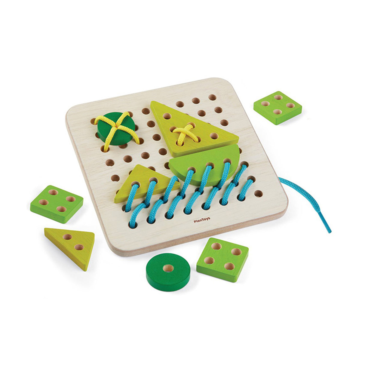 Toddler lacing board in green and yellow