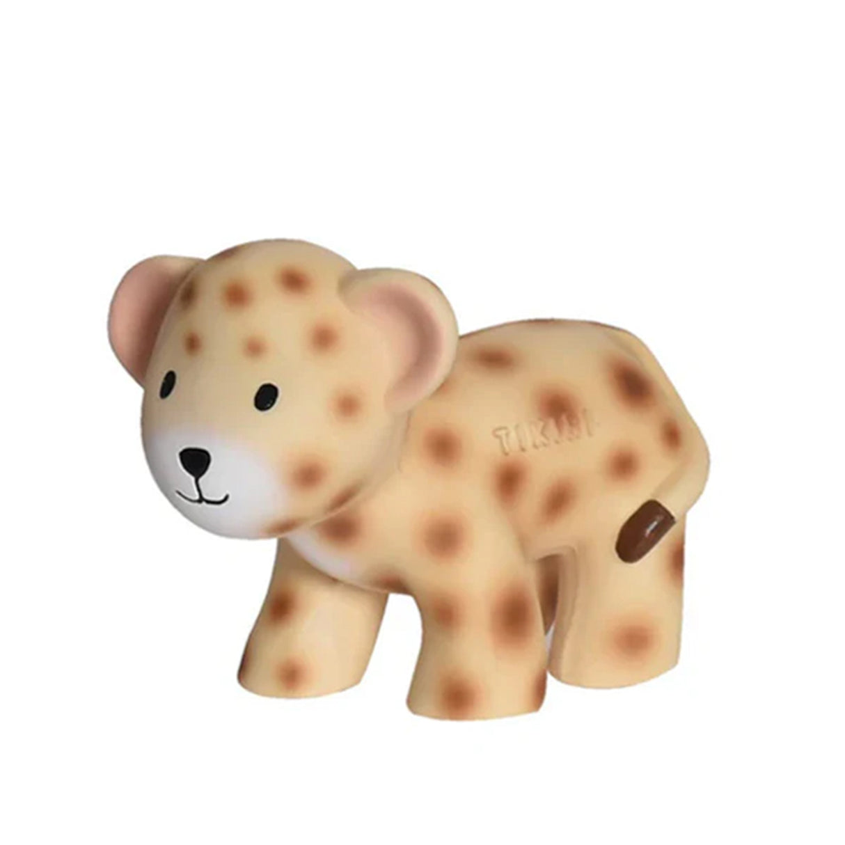 A leopard baby rubber teether toy inside