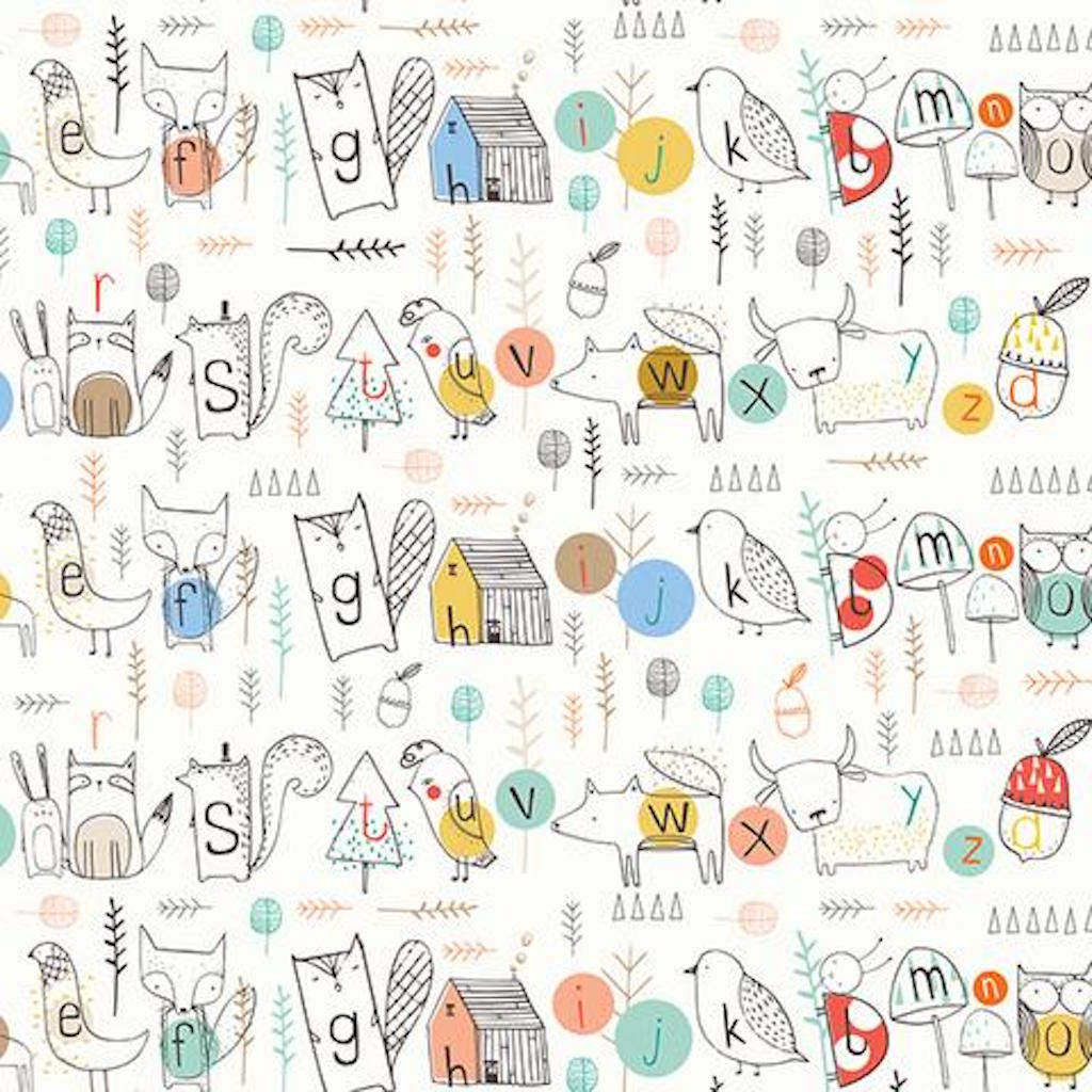 Beautiful Woodland Alphabet Gift Wrapping paper for Christmas, Birthdays, and Christening