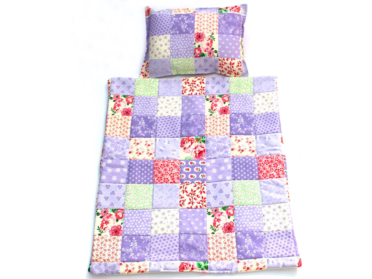 Dolls Pram Cot Quilt Blanket Set