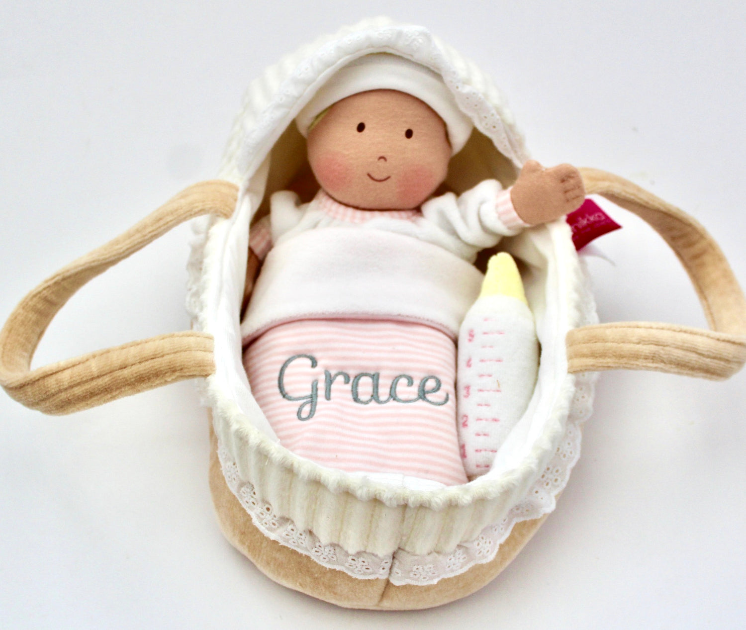 Baby Doll with Carry Cot, Blanket and Bottle - Personalised