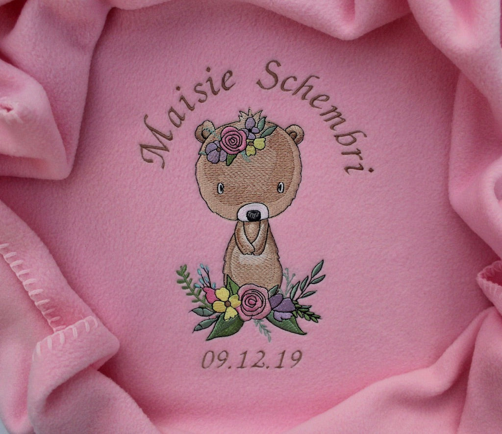 Floral Bear Blanket - Personalised