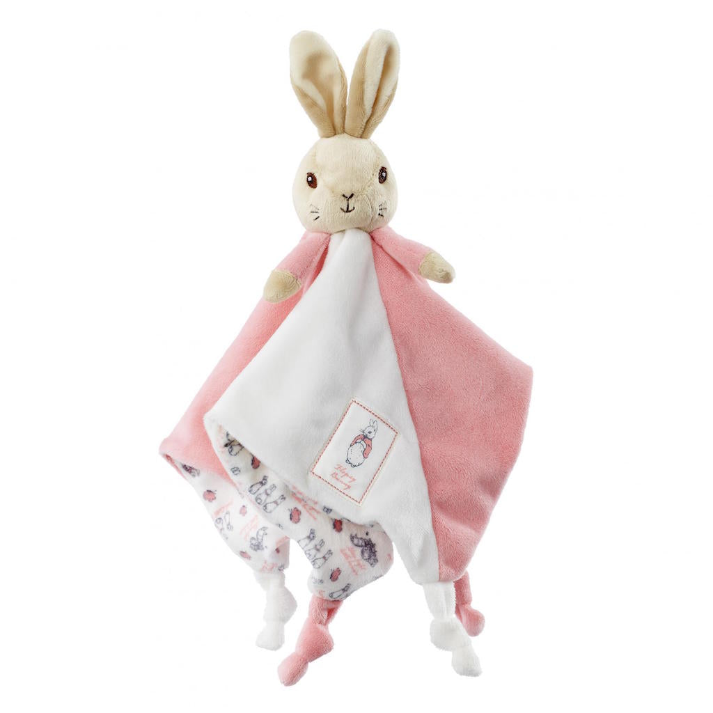 A white and pink Beatrix Potter Flopsy Bunny Comforter that can be personalised