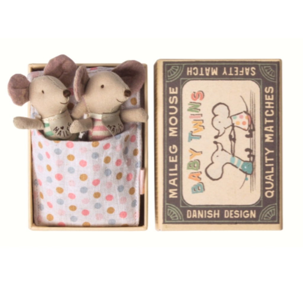 Two Baby mice in matchbox bed