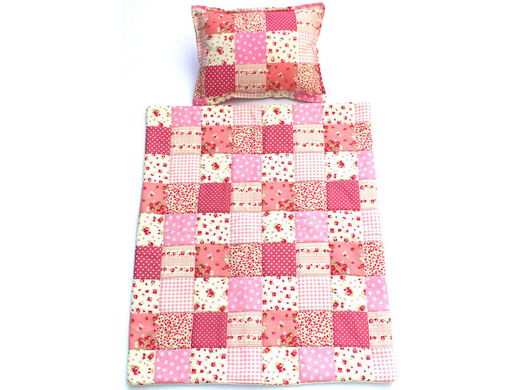 Dolls Cot Pram Quilt Blanket Set