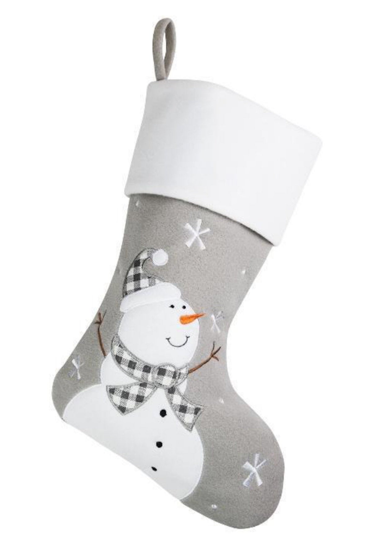 Grey Deluxe Snowman Christmas Stocking
