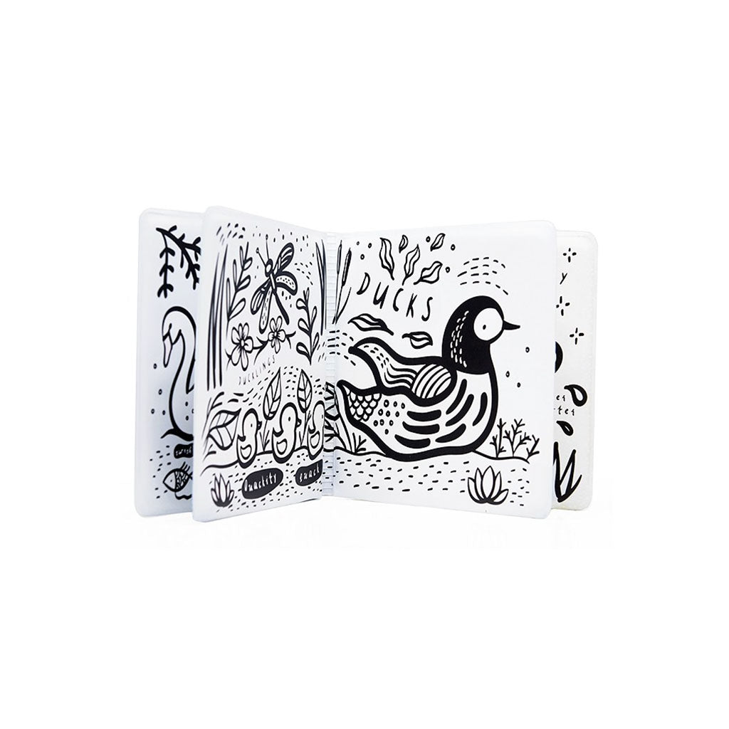 Wee Gallery beautifully illustrated bath book will magically change colour when you dip it in water.introduces children to a whole host of pond life such as frogs and dragonflies, fish, water snails and much more.