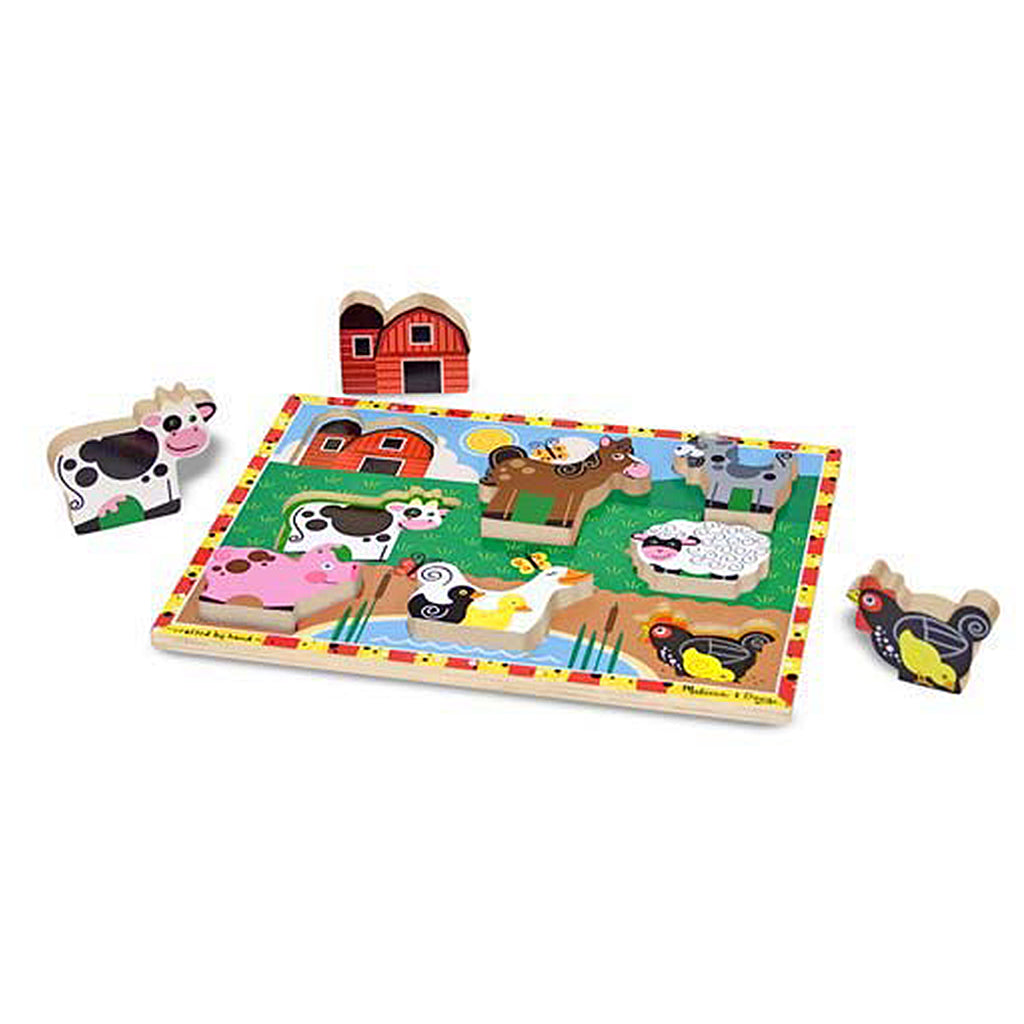 melissa and doug brightly coloured childrens gift chunky farm puzzle with farm animals