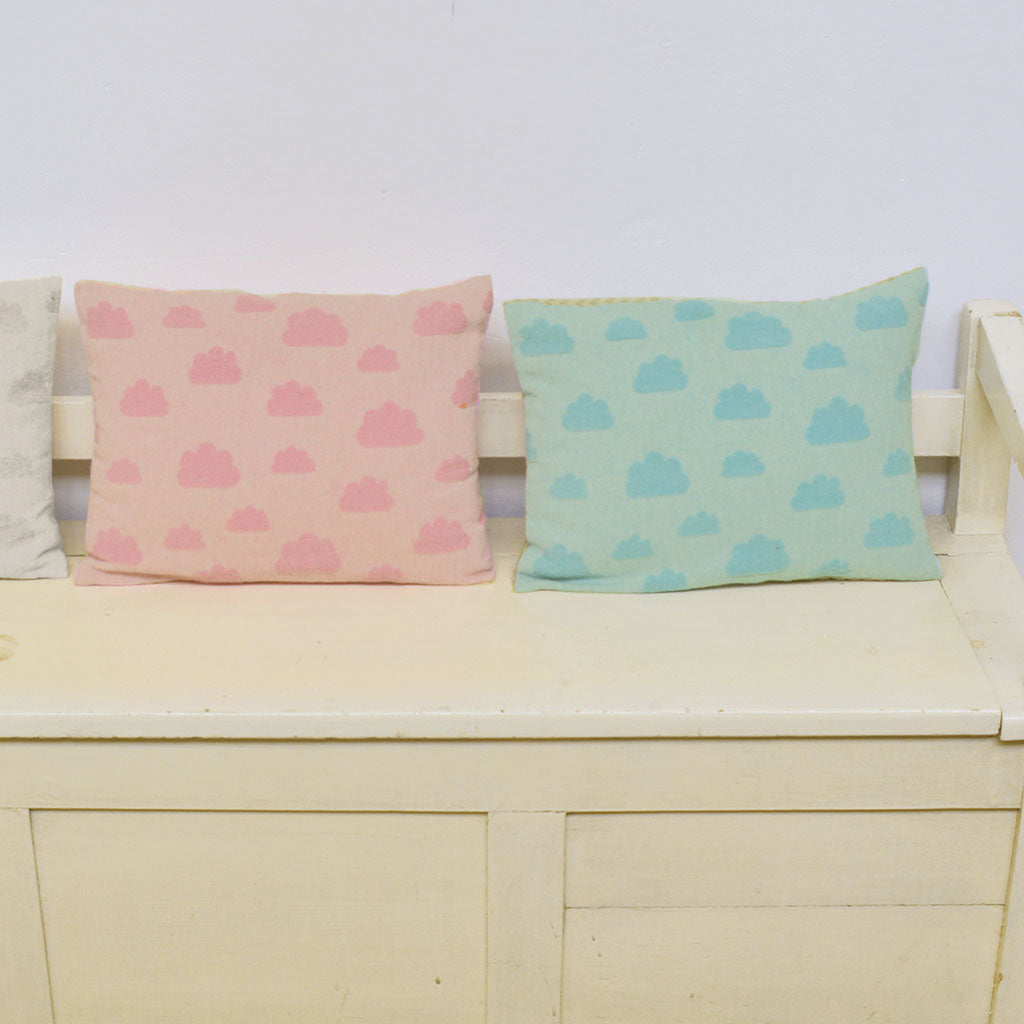 David Fussenegger snuggly handmade austrian baby nursery cloud cushion covers in blue pink