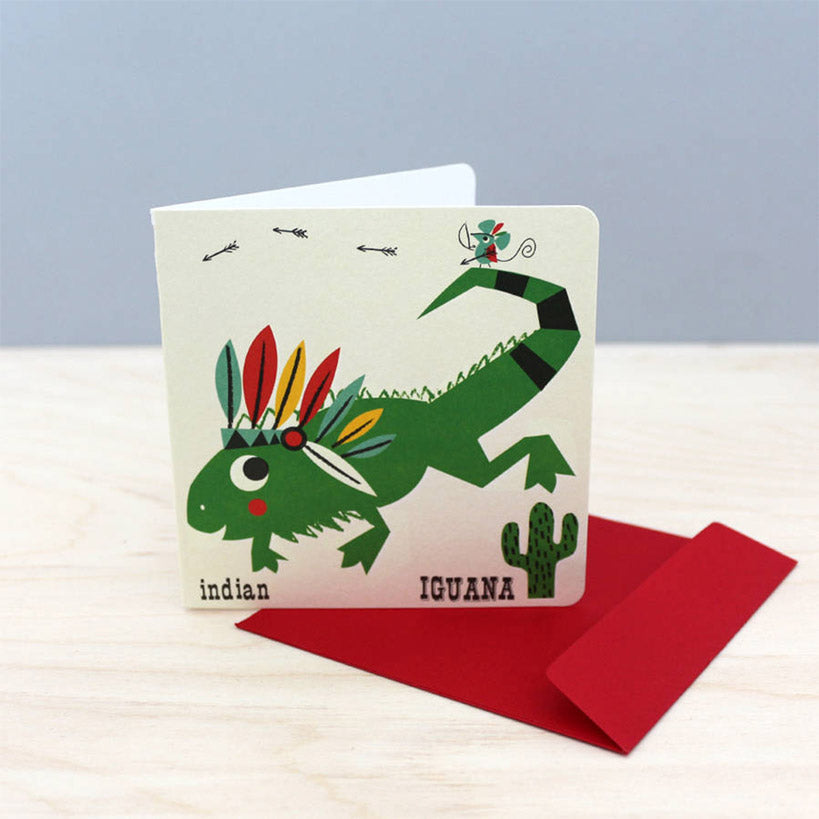 Noodoll retro style Iguana Card for birthday baby newborn vintage blank card