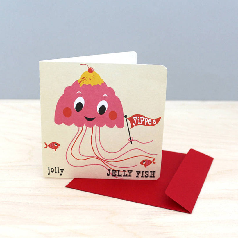 Noodoll retro style Jelly Fish greetings card nostalgic throwback to vintage style flash learning