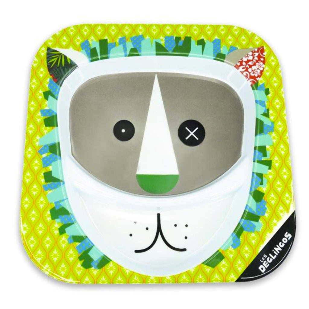 A cute Melamine Plate with a colourful Deglingos lion design.