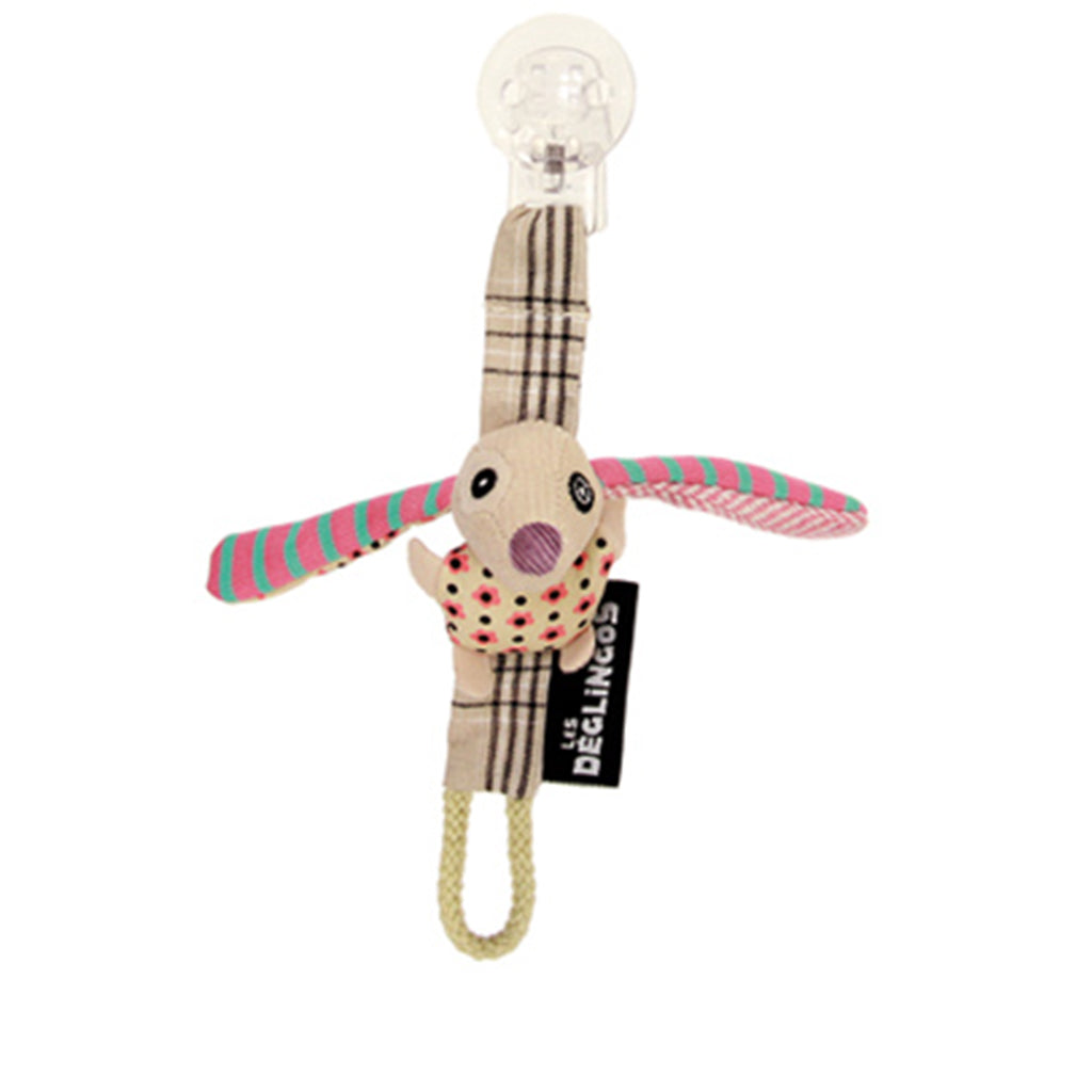 quirky deglingos nonos dog baby girl boy dummy soother pacifier clip with long stripy ears