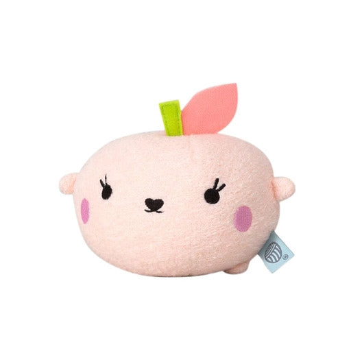 Noodoll Ricepeach baby child soft toy with cheeky embroidered face round body of light pink