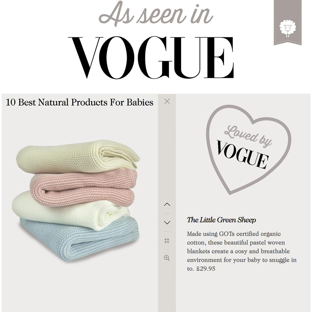 Package of the luxurious organic baby blanket of stunning quality and a simple knit design and intricate finish.