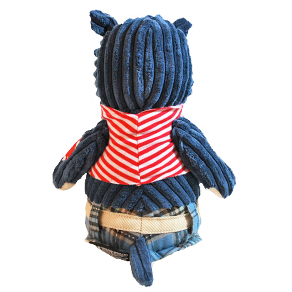 Rear view of the totally adorable Deglingos Original Hippo super soft toy with huge blue nose and corturoy body