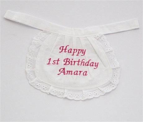 Personalised apron for Powell Craft Rag Doll Rose Floral at 40cm tall