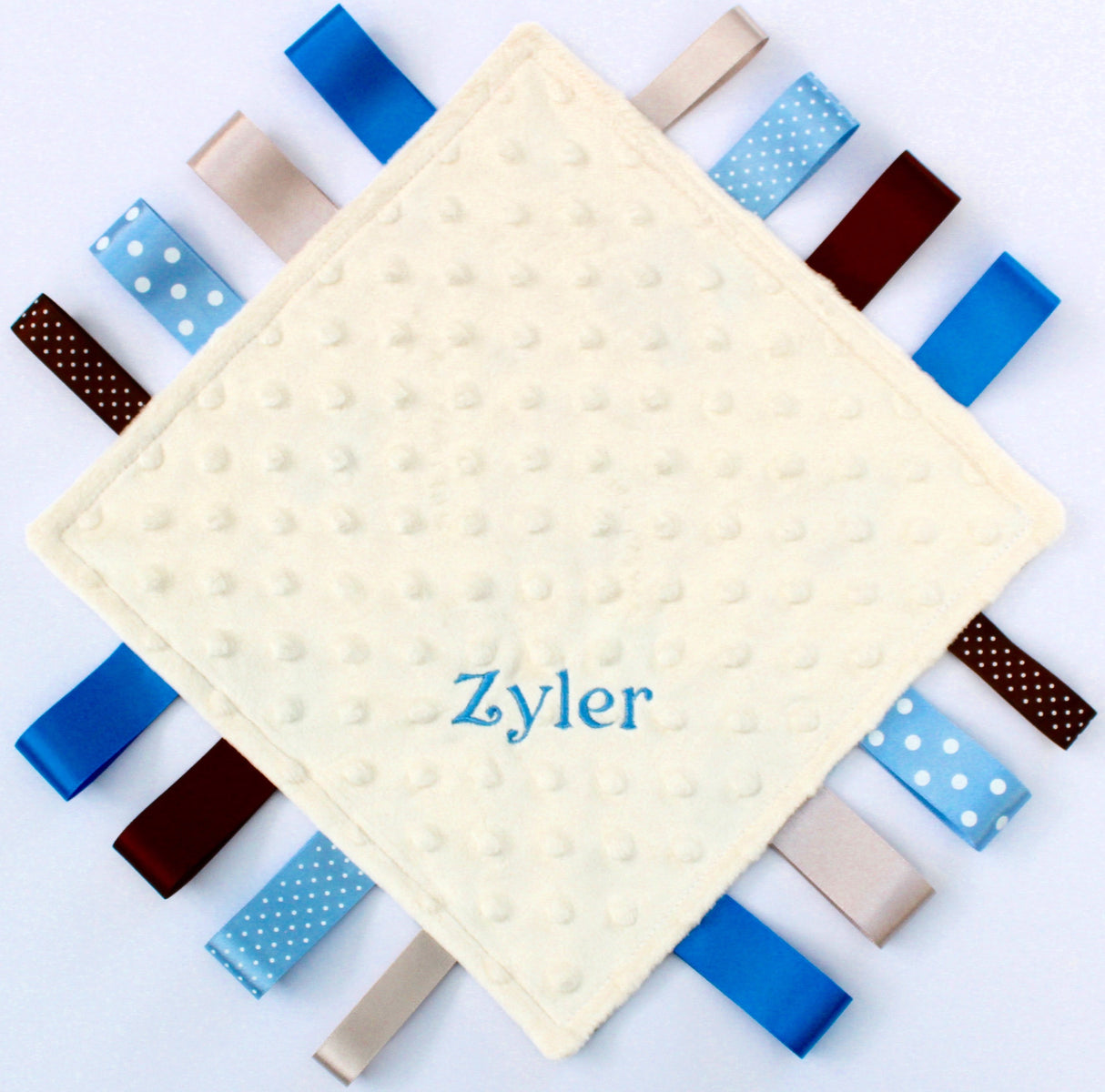 Peter Rabbit Cotton Minky Taggy with Blue Ribbons