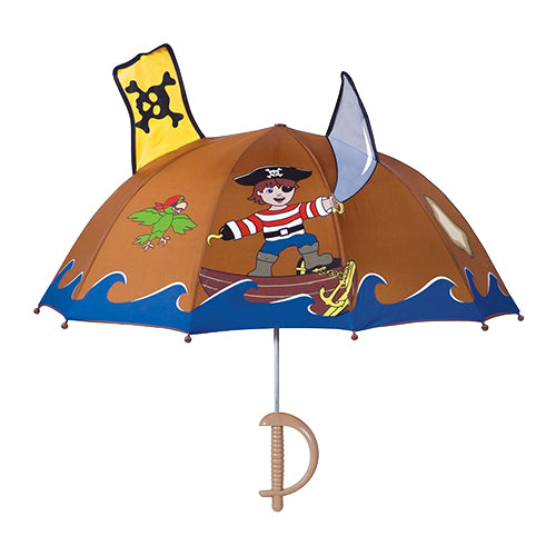 Kidorable childrens toddler boys pirate umbrella gift with skull and cross bones and pirate