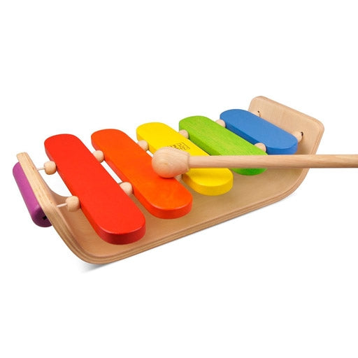 Plan Toys Oval Xylophone made of sustainable wood with a unigue colourful design gift for Christmas Birthdays musical toy