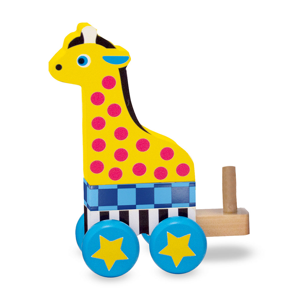 Melissa and doug colourful toddler zoo animal pull along giraffe zebra and elephant