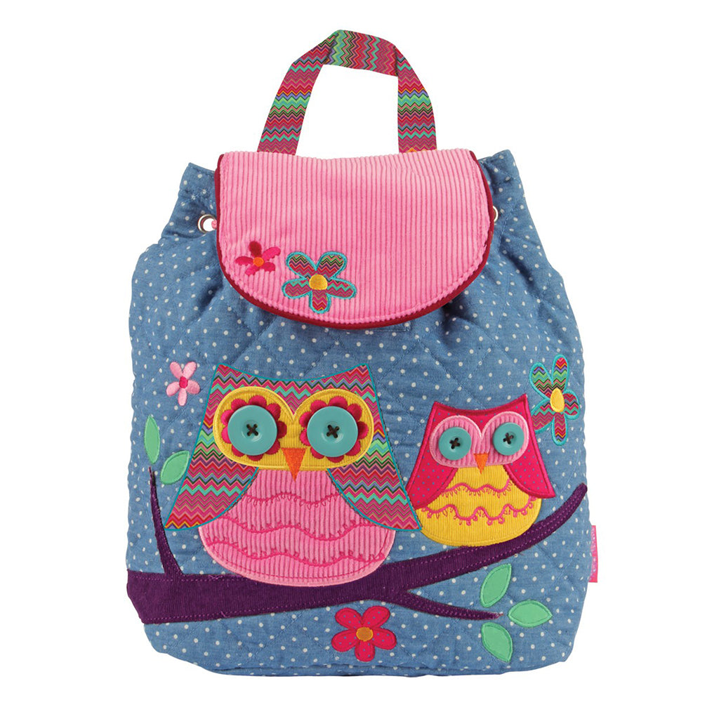 Stephen Joseph toddler girls quilted backpack embroidered and appliquéd owl