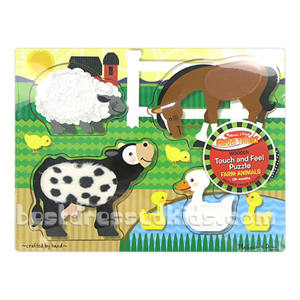 melissa and doug childrens gift touch and feel farm puzzle with horse cow duck sheep
