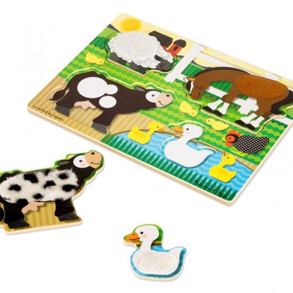melissa and doug childrens toddler birthday gift touch and feel farm puzzle fuzzy stimulating colourful textures